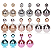 2015 costume jewelry earring double ball beautiful stud earring